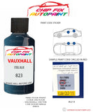 paint code location sticker Vauxhall Campo Steel Blue 823 1993-2000 Blue plate find code