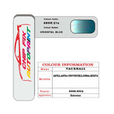colour card paint for vauxhall Corsa Oriental Blue Code 689R/21Z 2009 2013