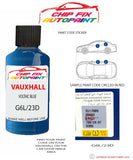 paint code location sticker Vauxhall Corsa Voltaic Blue G6L/23D 2019-2021 Blue plate find code