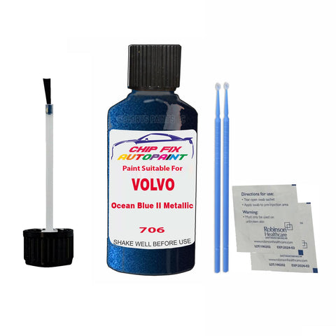 Paint Suitable For Volvo V60 Ocean Blue II Metallic Code 706 Touch Up 2011-2015