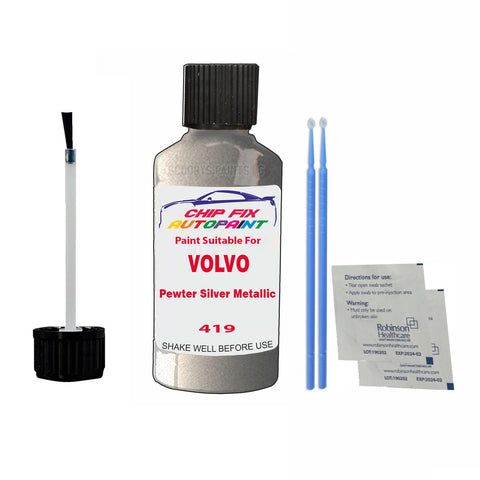Paint Suitable For Volvo S90 Pewter Silver Metallic Code 419 Touch Up 1997-1998
