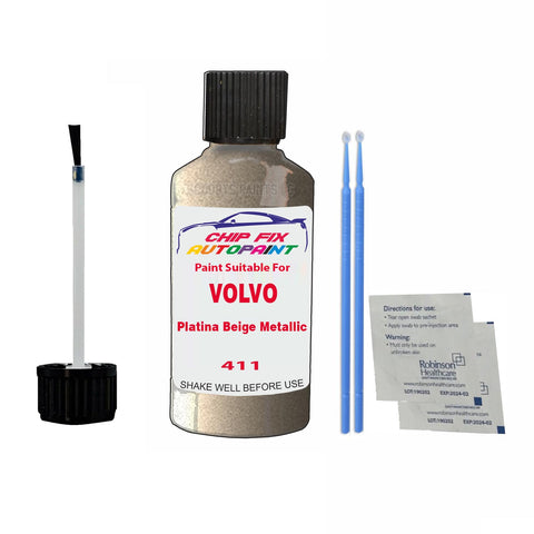 Paint Suitable For Volvo 960 Platina Beige Metallic/Taupe Metallic Code 411 Touch Up 1996-1996