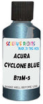 Detail brush applying Blue Metallic to a small door scratch on an Acura Cl, clean OEM finish