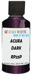 Detail brush applying Purple Metallic to a small door scratch on an Acura Rl, clean OEM finish