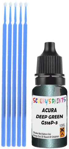 Close-up chip repair on 2004-2006 Acura Tl in factory Deep Green Pearl (paint code G516P-3)