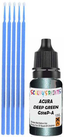 Close-up chip repair on 2004-2006 Acura Tl in factory Deep Green Pearl (paint code G516P-A)