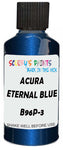 Detail brush applying Blue Metallic to a small door scratch on an Acura Cl, clean OEM finish