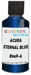 Detail brush applying Blue Metallic to a small door scratch on an Acura Cl, clean OEM finish