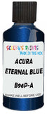 Detail brush applying Blue Metallic to a small door scratch on an Acura Cl, clean OEM finish