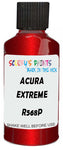 Detail brush applying Red Metallic to a small door scratch on an Acura Ilx, clean OEM finish