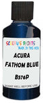 Detail brush applying Blue Metallic to a small door scratch on an Acura Ilx, clean OEM finish