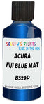 Detail brush applying Blue Metallic to a small door scratch on an Acura Csx, clean OEM finish
