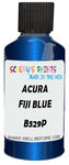 Detail brush applying Blue Metallic to a small door scratch on an Acura Csx, clean OEM finish
