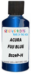Detail brush applying Blue Metallic to a small door scratch on an Acura Csx, clean OEM finish