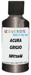 Detail brush applying Grey Metallic to a small door scratch on an Acura Mdx, clean OEM finish