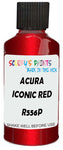 Detail brush applying Red Metallic to a small door scratch on an Acura Ilx, clean OEM finish