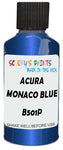 Detail brush applying Blue Metallic to a small door scratch on an Acura Nsx, clean OEM finish