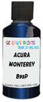 Detail brush applying Blue Metallic to a small door scratch on an Acura Cl, clean OEM finish
