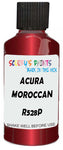 Detail brush applying Red Metallic to a small door scratch on an Acura Acura, clean OEM finish