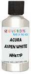 Detail brush applying White Metallic to a small door scratch on an Acura Mdx, clean OEM finish