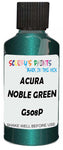Detail brush applying Green Metallic to a small door scratch on an Acura Cl, clean OEM finish