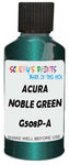 Detail brush applying Green Metallic to a small door scratch on an Acura Cl, clean OEM finish