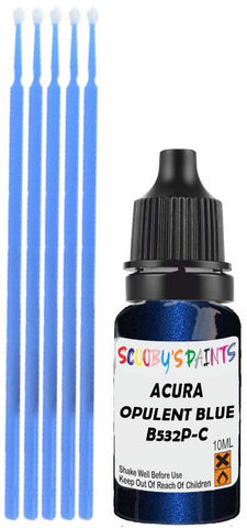 Close-up chip repair on 2004-2008 Acura Rl in factory Opulent Blue Pearl (paint code B532P-C)