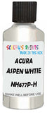 Detail brush applying White Metallic to a small door scratch on an Acura Mdx, clean OEM finish
