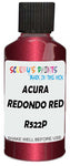 Detail brush applying Red Metallic to a small door scratch on an Acura Rl, clean OEM finish