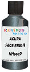 Detail brush applying Green Metallic to a small door scratch on an Acura Mdx, clean OEM finish