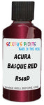 Detail brush applying Red Metallic to a small door scratch on an Acura Mdx, clean OEM finish