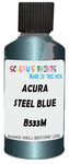 Detail brush applying Blue Metallic to a small door scratch on an Acura Mdx, clean OEM finish