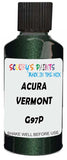 Detail brush applying Green Metallic to a small door scratch on an Acura Rl, clean OEM finish