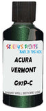 Detail brush applying Green Metallic to a small door scratch on an Acura Rl, clean OEM finish