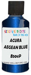 Detail brush applying Blue Metallic to a small door scratch on an Acura Cl, clean OEM finish