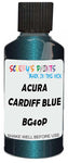 Detail brush applying Blue Metallic to a small door scratch on an Acura Cl, clean OEM finish