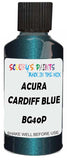 Detail brush applying Blue Metallic to a small door scratch on an Acura Cl, clean OEM finish