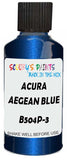 Detail brush applying Blue Metallic to a small door scratch on an Acura Cl, clean OEM finish