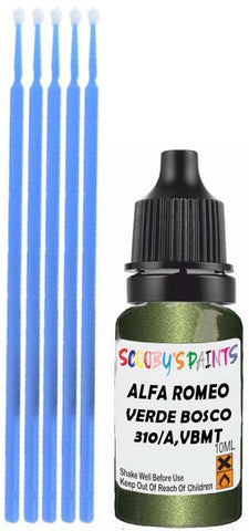 Close-up chip repair on 1995-1995 Alfa Romeo Spider in factory Verde Bosco Metallic (paint code 310/A,VBMT)