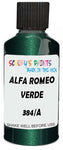 Detail brush applying Green Metallic to a small door scratch on an Alfa Romeo 166, clean OEM finish