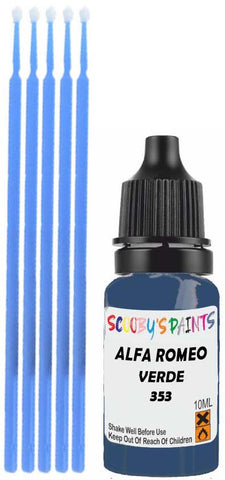 Close-up chip repair on 1991-1993 Alfa Romeo 164 in factory Verde Metallic (paint code 353)