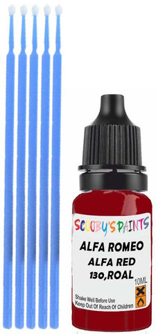 Close-up chip repair on 1988-2008 Alfa Romeo Gt in factory Alfa Red (paint code 130,ROAL)