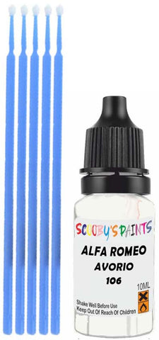 Close-up chip repair on 1960-1978 Alfa Romeo Dauphine in factory Avorio Indiano (paint code 106)