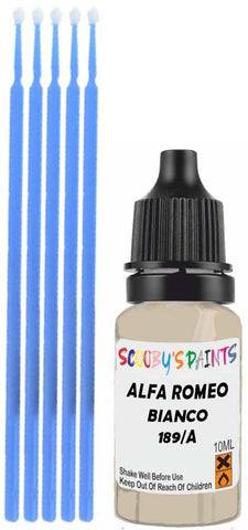 Close-up chip repair on 2007-2008 Alfa Romeo 147 in factory Bianco Conchiglia (paint code 189/A)