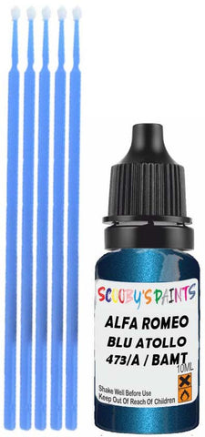 Close-up chip repair on 1995-2001 Alfa Romeo Coupe Gtv in factory Blu Atollo Mica Metallic (paint code 473/A / BAMT)