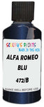 Detail brush applying Blue Metallic to a small door scratch on an Alfa Romeo 166 Rst, clean OEM finish