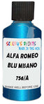 Detail brush applying Blue Metallic to a small door scratch on an Alfa Romeo Giulietta, clean OEM finish