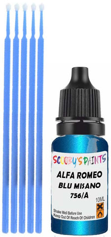 Close-up chip repair on 2017-2022 Alfa Romeo Giulia in factory Blu Misano Pearl (paint code 756/A)