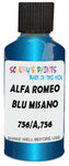 Detail brush applying Blue Metallic to a small door scratch on an Alfa Romeo Giulietta, clean OEM finish