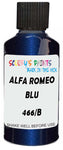 Detail brush applying Blue Metallic to a small door scratch on an Alfa Romeo Giulietta, clean OEM finish